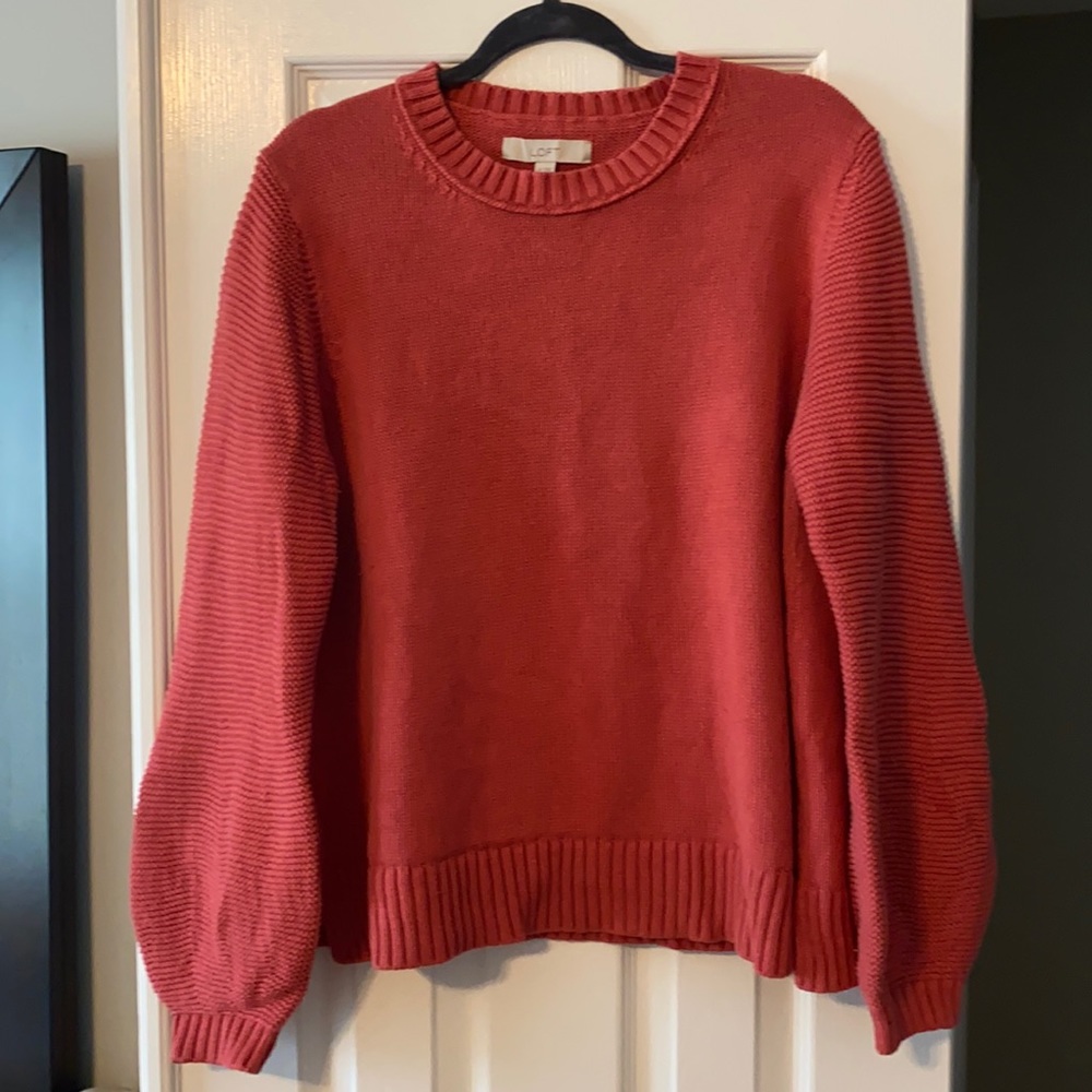 Loft red balloon sleeve sweater